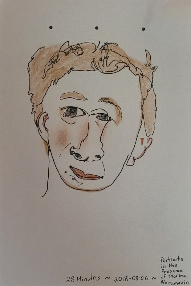 Sketch of what appears to be a young man with golden hair and thin lips